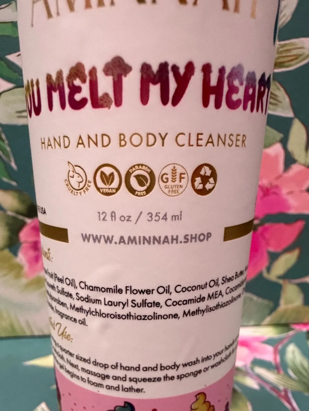 Aminnah You Melt My Heart Hand & Body Cleanser 12 oz – Mango Papaya Ice Cream